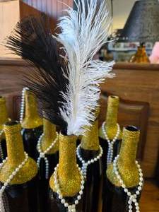 12 Gold Glitter Centerpieces Water Bottles