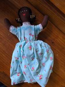 African American Cloth Doll With Floral Dress