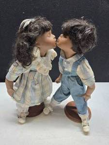 African American Kissing Porcelain Dolls