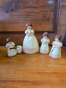 Vintage Ceramic Corn Husk Doll Figurines