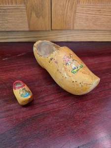 Vintage Dutch Wooden Clogs, One Small and One Normal