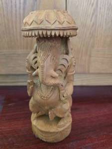 Hand Carved Wooden Statue of Hindu Diety Ganesha