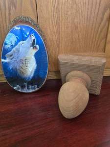 Wall Hanging Wolf and a Wooden Banister End Cap