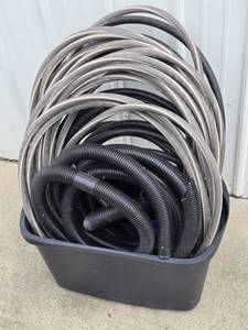 Assorted Hoses and Tubing in Storage Bin