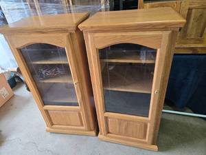 Matching Oak Glass Door Display Cabinets  17x23x48