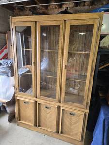Glass Door Hutch with Storage Cabinets - 49 14 x 15 x 76 12 tall