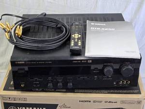 Yamaha HTR-5250 Home Theater Receiver with Remote and Cables - Powers on, no functions tested