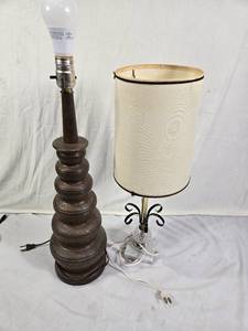 Wooden and Glass Table Lamps with Shades