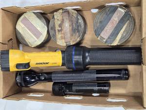 Rayovac and Maglite Flashlights, Eastman Kodak Containers with Matches