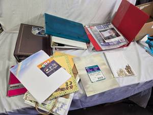 Lot of Office Supplies including Ring Binder Indexes, Specialty Papers, and Various Binders and Folders