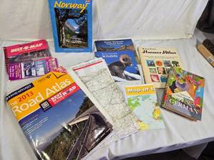 Collection of Travel and Wildlife Books, Maps, and Language Course Materials