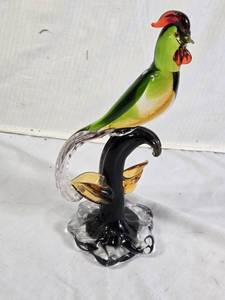 Murano Style Art Glass Rooster Figurine