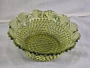 Green Glass Hobnail Bowl