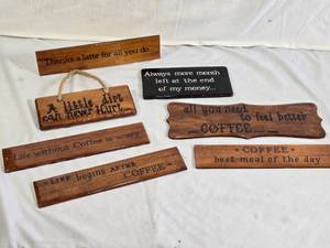 Wooden Coffee-Themed Decorative Signs