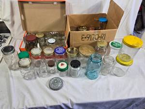 Assorted Mason Jars and Glass Containers Lot