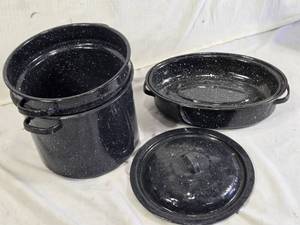 Granite Ware Stock Pot Set with Steamer Insert and Lid