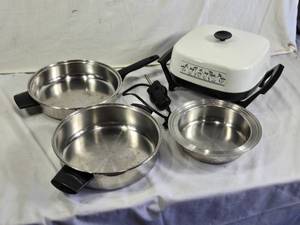West Bend Electric Skillet with Stainless Steel Pans