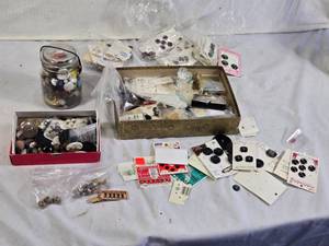 Vintage and Modern Button Collection including Assorted Styles, Sizes, and Brands