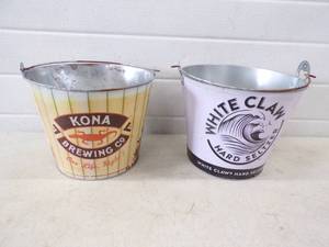 Metal Alcohol Buckets Kona Brewing Co and White Claw Hard Seltzer