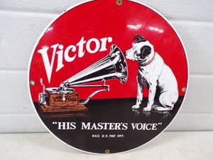 Victor His Masters Voice Porcelain Sign