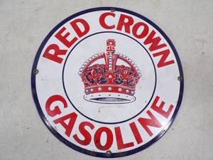 Red Crown Gasoline Porcelain Sign