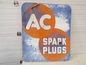 AC Spark Plugs 1954 Metal Sign Very Heavy Metal Sign Double Sided
