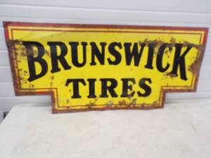 Antique Original Brunswick Tires Metal Sign