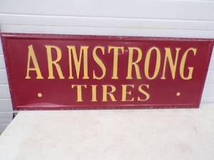 Metal Embossed Armstrong Tires Sign