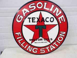 Texaco Motor Oil Gasoline Filling Station Sign