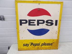 Original Embossed Pepsi Say Pepsi Please Metal Sign