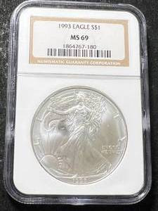 1993 AMERICAN SILVER EAGLE NGC MS69
