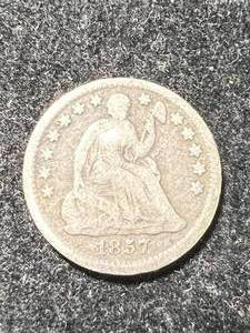 1857 US SEATED LIBERTY HALF DIME