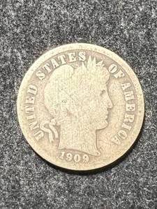 1909 US BARBER DIME
