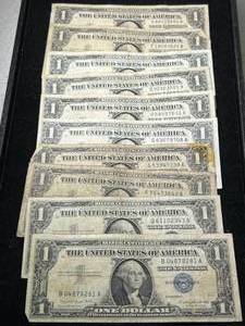 10 US BLUE SEAL $1 SILVER CERTIFICATES