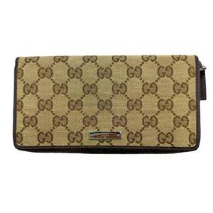 Gucci Beige GG Supreme Canvas Zip Around Wallet Pre-Owned Retail $750