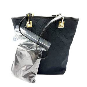 Gucci Black GG Canvas Tote Bag with Leather Trim Pre-Owned Retail $900