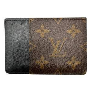 Louis Vuitton Monogram Canvas & Black Leather Card Holder Pre-Owned Retail $450