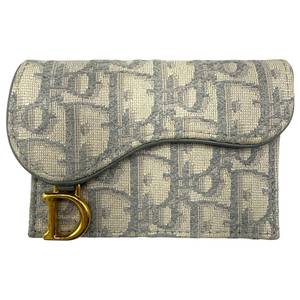 Christian Dior Oblique Canvas Saddle Card Holder Wallet Pre-Owned Retail $650