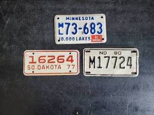 3 Vintage Motorcycle License Plates
