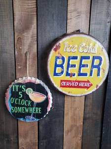 2 Bottle Cap Patio  Bar Signs