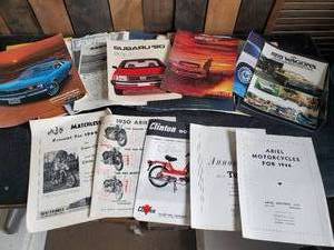 Large Lot of Vintage Car and Motorcycle Original Sales Brochures