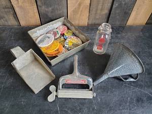 Cool Collection of Antique Collectibles  Fish Skinner, Porcelain Funnel, More