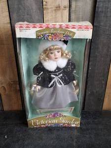 Collectible Vintage Victorian Garden Porcelain Doll in Box