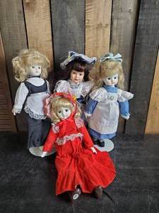4 Beautiful 16 Porcelain Dolls with Stands