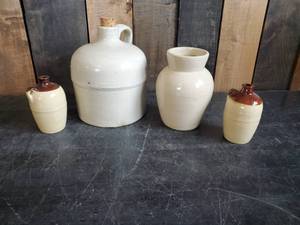 4 Antique Pieces of Stoneware - Shoulder Jug and More
