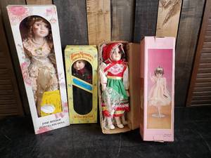4 Fine Bisque Porcelain Dolls ALL in Boxes