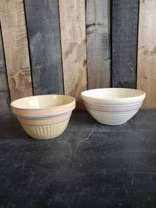 2 Early Century Stonewear Mixing Bowls - Nice