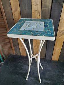 Beautiful Tall Tile Top Patio Side Table  Plant Stand