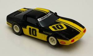 Vintage AFX Corvette #10 BlackYellow H.O. Slot Car