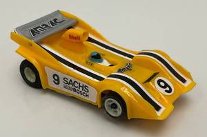 1980s AMRAC #9 Yellow Rokar Manta Can Am SACHS Bosch, Shell H.O. Slot Car (Great Condition)